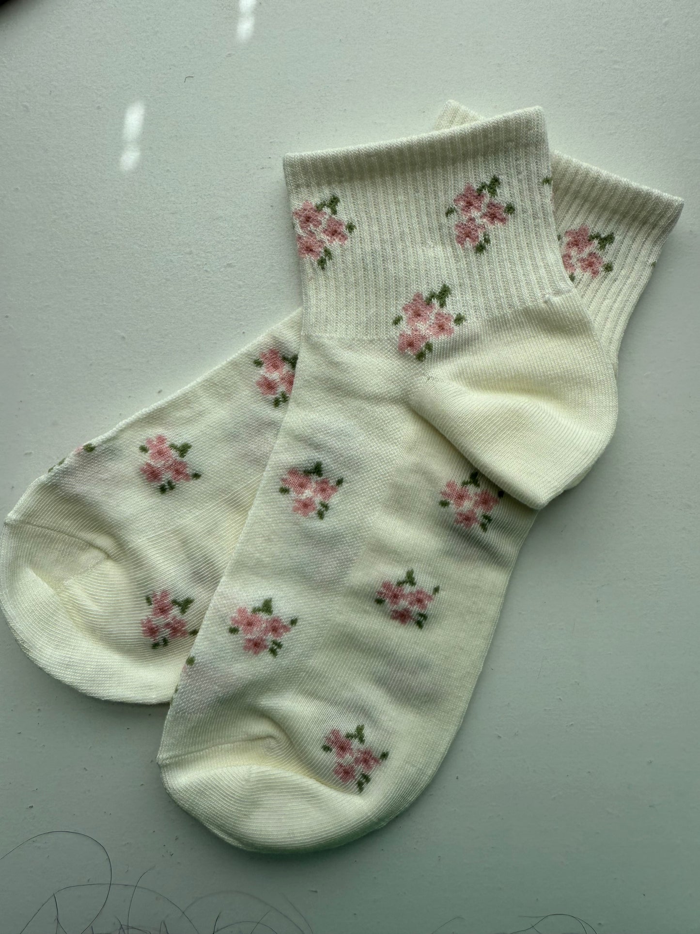 Pink Flower Socks