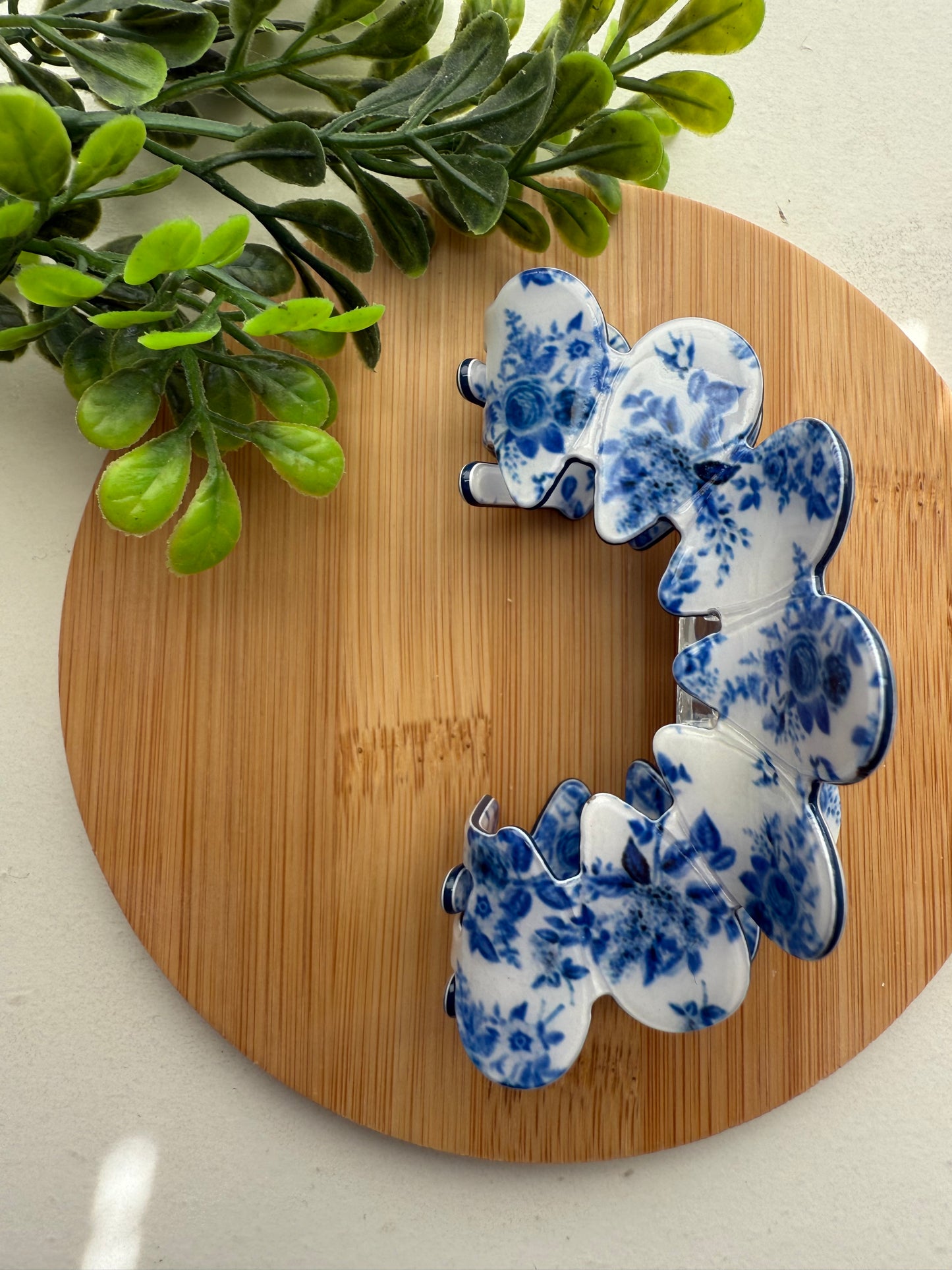 Blue Floral Claw Clip