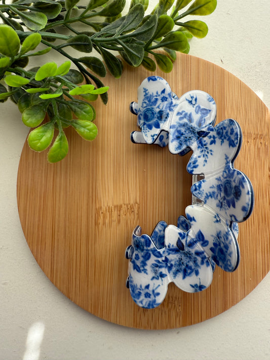 Blue Floral Claw Clip