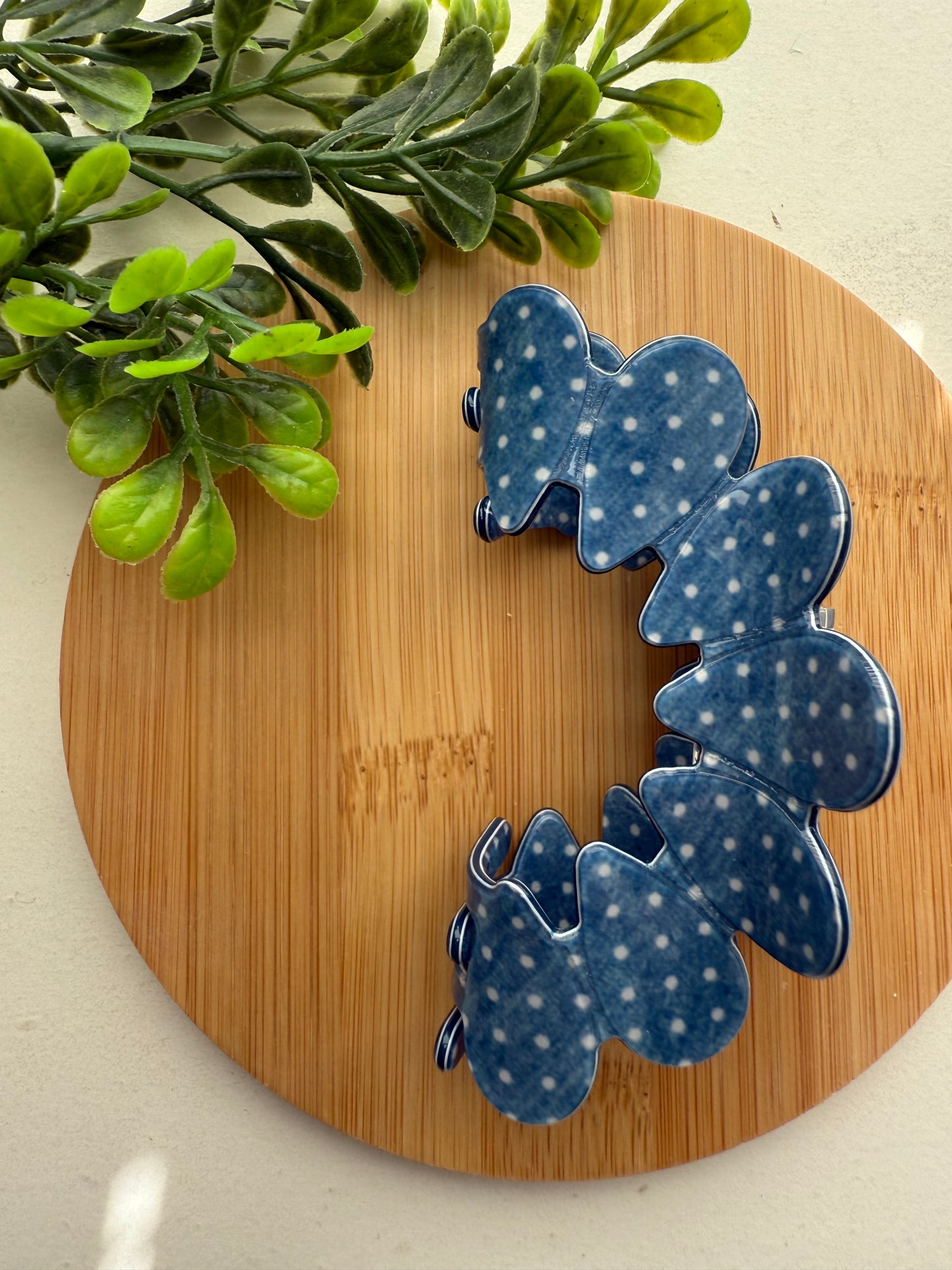 Blue Polka Dot Claw Clip
