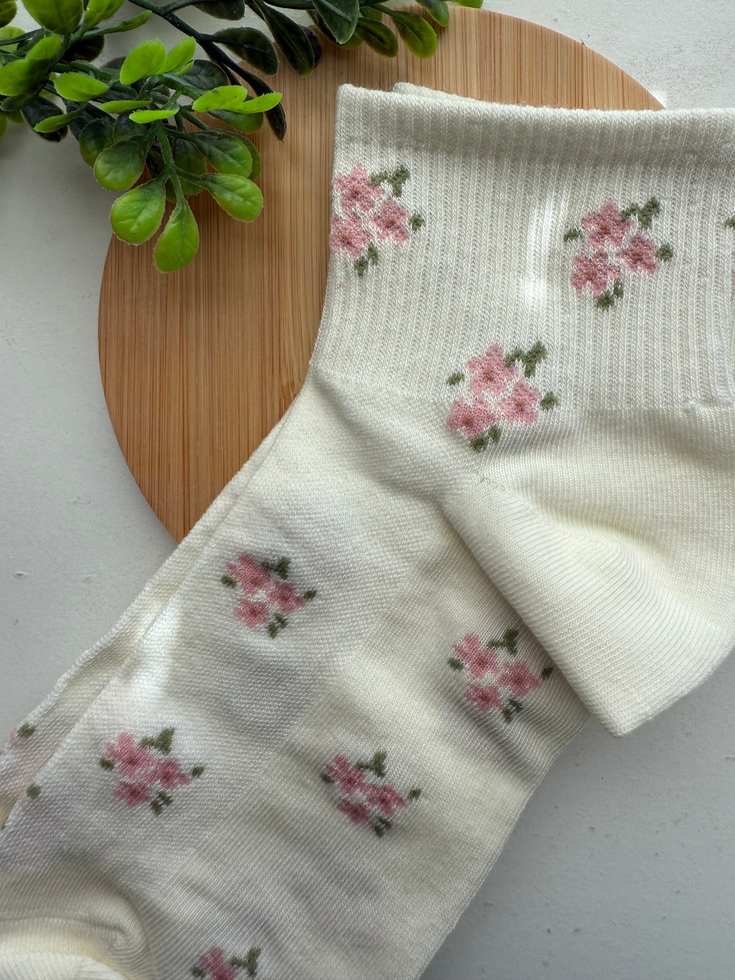 Pink Flower Socks